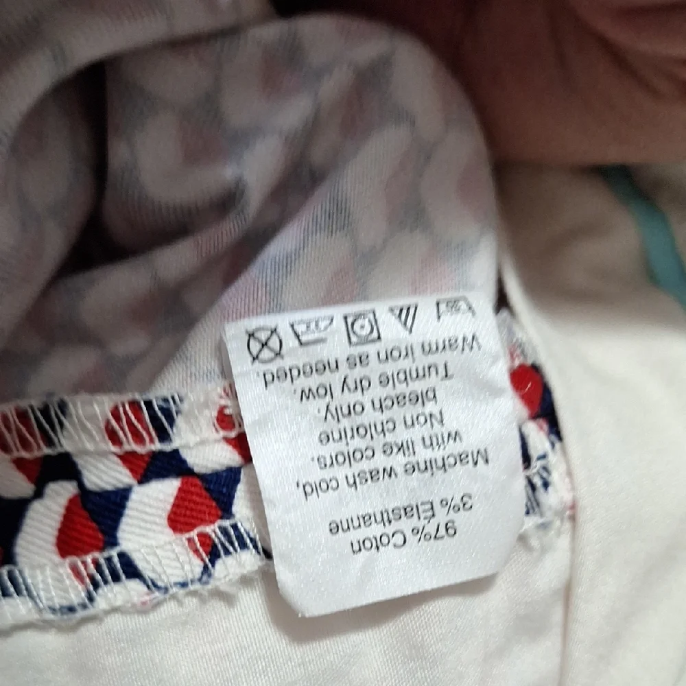 J. Crew Factory High Waist Geometric Red/White/Blue Flat Front Shorts Chinos-10